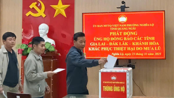 Uỷ ban MTTQVN phường Nghĩa Lộ phát động ủng hộ đồng bào của các tỉnh GIA LAI – ĐĂK LĂK – KHÁNH HÒA khắc phục hậu quả